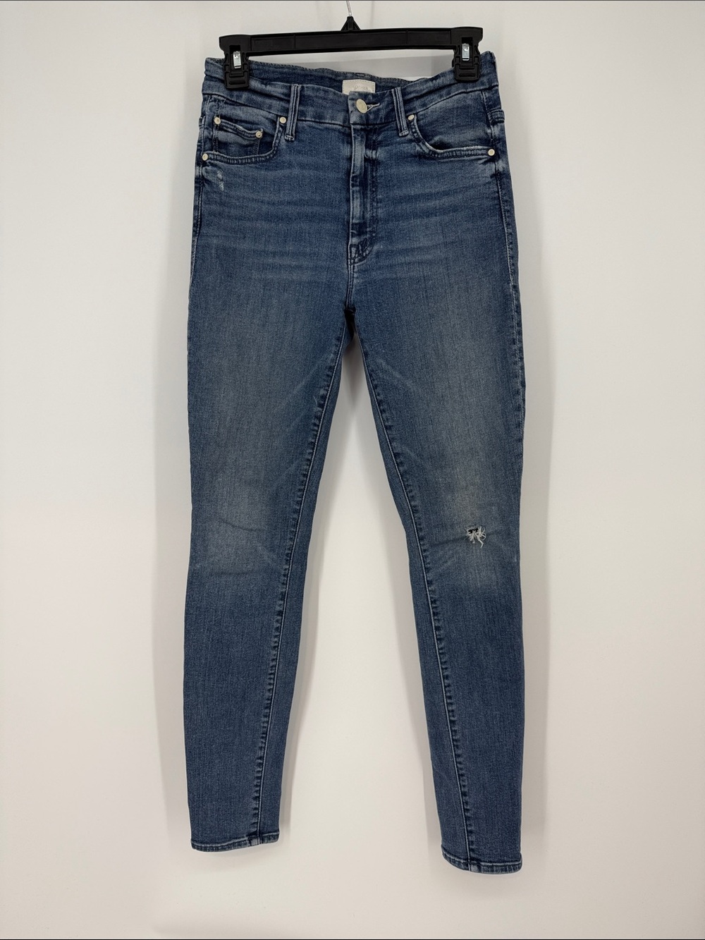 MOTHER Skinny High Waisted The Looker Jeans in Mid Blue Wash